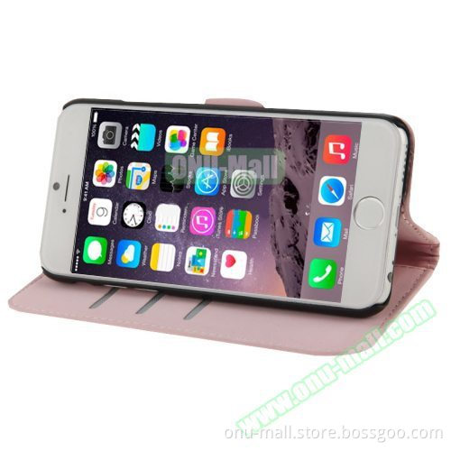 Heart Pattern Diamante Decorated Flip Leather Wallet Case for iPhone 6